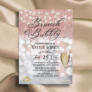 Invitación Moderno Rosa Dorado Brunch & Bubbly Bridal Shower