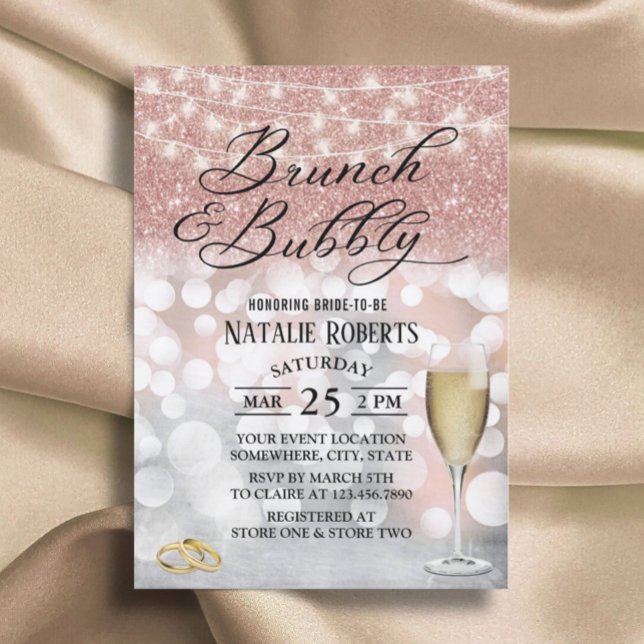 Invitación Moderno Rosa Dorado Brunch & Bubbly Bridal Shower (Subido por el creador)