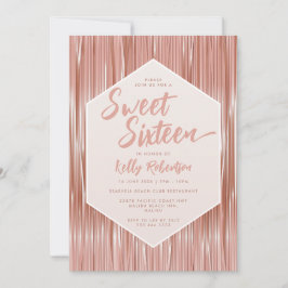 Invitación Moderno Rosa Dorado Girly Script Dulce