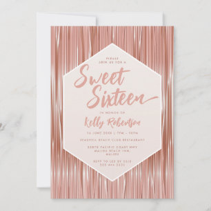 Invitación Moderno Rosa Dorado Girly Script Dulce