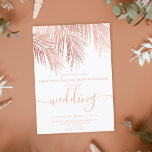 Invitación Moderno rosa dorado palmera elegante boda de guion<br><div class="desc">Moderna y sencilla acuarela de rosa dorado con tipografía simple,  de moda y boda tropical sobre la hoja de palmera.</div>