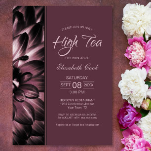 Invitación Moderno Rosa Dusty Floral Alta Tea Bridal Ducha