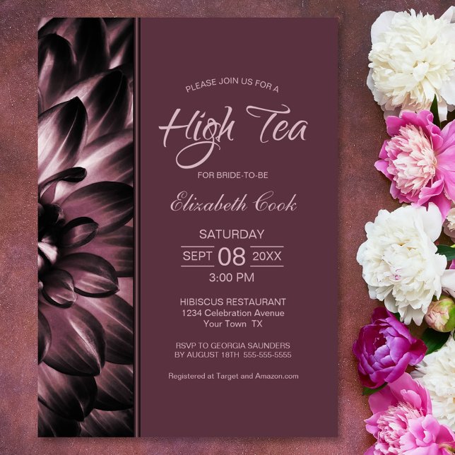 Invitación Moderno Rosa Dusty Floral Alta Tea Bridal Ducha (Subido por el creador)