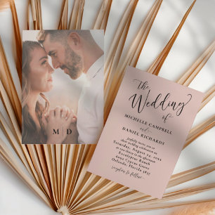 Invitación Moderno Rosa Gold y Boda de fotografía
