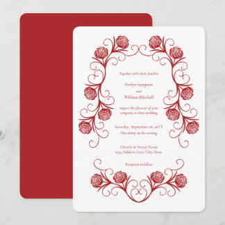 Invitación Moderno Rosa gótico Swirls Crimson Boda rojo