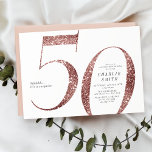 Invitación Moderno rosa minimalista purpurina de oro 50 años<br><div class="desc">La moderna invitación minimalista para la fiesta de 50 años incluye elegantes detalles de rosa purpurina de oro número 50 y los detalles de su fiesta en suero clásico y color carbón vegetal, sencilla y elegante, sorprendente invitación de cumpleaños para adultos. el color de fondo puede cambiarse a cualquier color...</div>