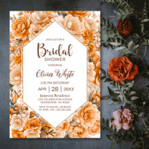 Moderno Rosa Naranja Floral Bridal Shower