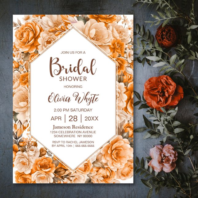 Invitación Moderno Rosa Naranja Floral Bridal Shower (Subido por el creador)