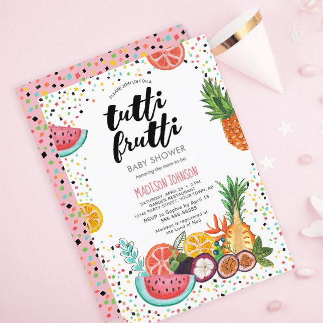 Invitación Moderno | Rosa | Tropical Tutti Frutti Baby Shower (Subido por el creador)