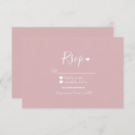 Invitación Moderno RSVP simple rosa y corazón
