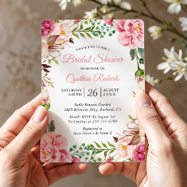 Invitación Moderno Rubefacción Rosada Floral Wreath Bridal Sh