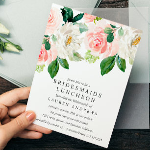 Invitación Moderno Rubor Bouquet Bridesmaids Boda Luncheon