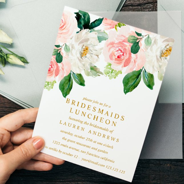 Invitación Moderno Rubor Bouquet Bridesmaids Boda Luncheon (Subido por el creador)
