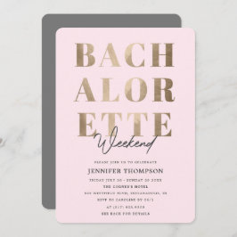 Invitación Moderno Rubor & Gold Bachelorette Weekend