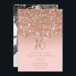 Invitación Moderno Rubor Rosa Glam Purpurina Sweet 16 Photo<br><div class="desc">Personalizar para su evento</div>