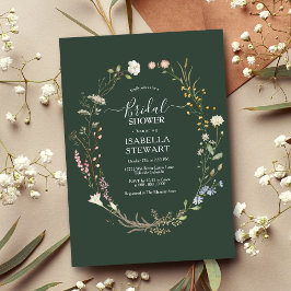 Invitación Moderno Rustic Dartic Green Wildflower Bridal Show