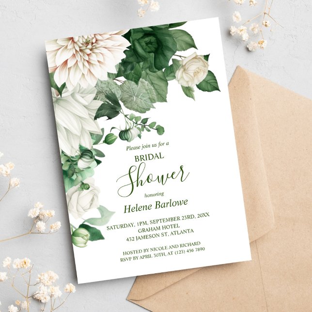 Invitación Moderno Rustic Elegald Green Bridal Shower (Modern Rustic Elegant Emerald Green Bridal Shower Invitation)