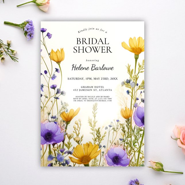 Invitación Moderno Rustic Elegant Wildflower Bridal Shower (Modern Rustic Elegant Wildflower Bridal Shower Invitation)