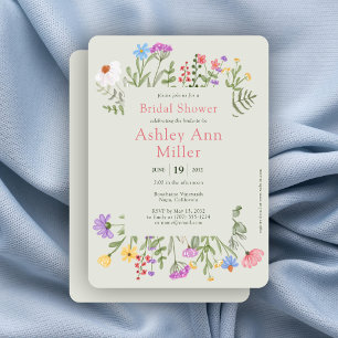 Invitación Moderno Rustic Wildflower Soft Sage Bridal Shower