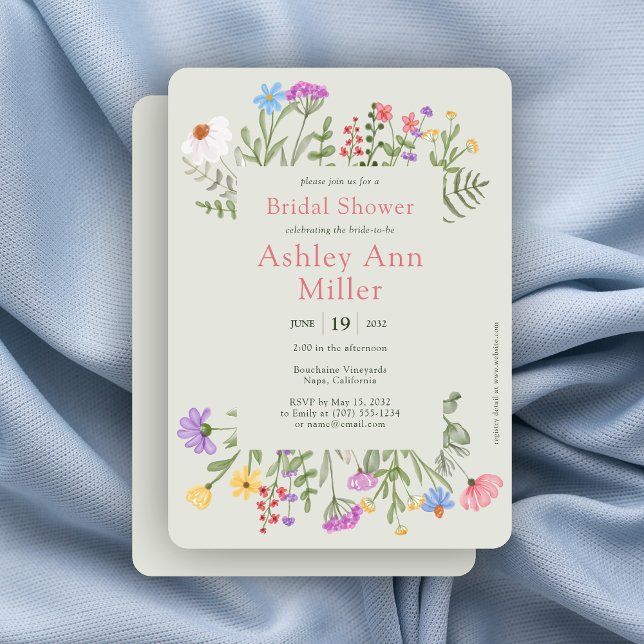 Invitación Moderno Rustic Wildflower Soft Sage Bridal Shower (Subido por el creador)