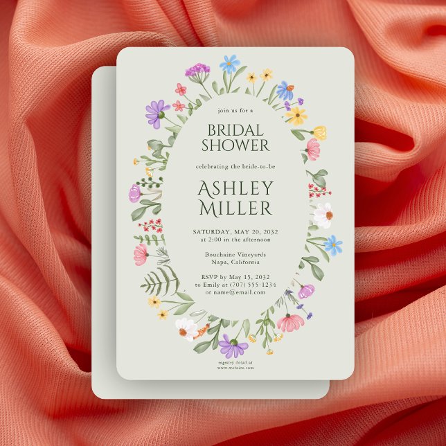 Invitación Moderno Rustic Wildflower Soft Sage Bridal Shower (Subido por el creador)
