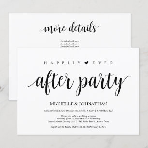 Invitación Moderno Rústico, letra negra, Huida de Boda