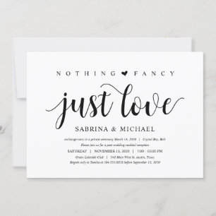 Invitación Moderno Rústico, Letra Negra, Huida de Boda