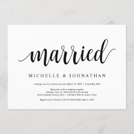 Invitación Moderno Rústico, Letra Negra, Huida de Novios