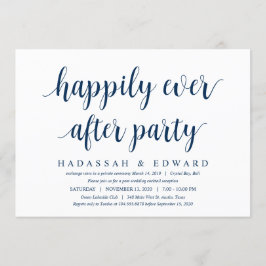 Invitación Moderno Rústico Lindo Azul Marino, Boda Huida