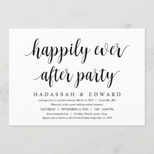 Invitación Moderno Rústico Lindo Guión Negro, Boda Huida