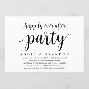 Invitación Moderno Rústico Lindo Guión Negro, Boda Huida