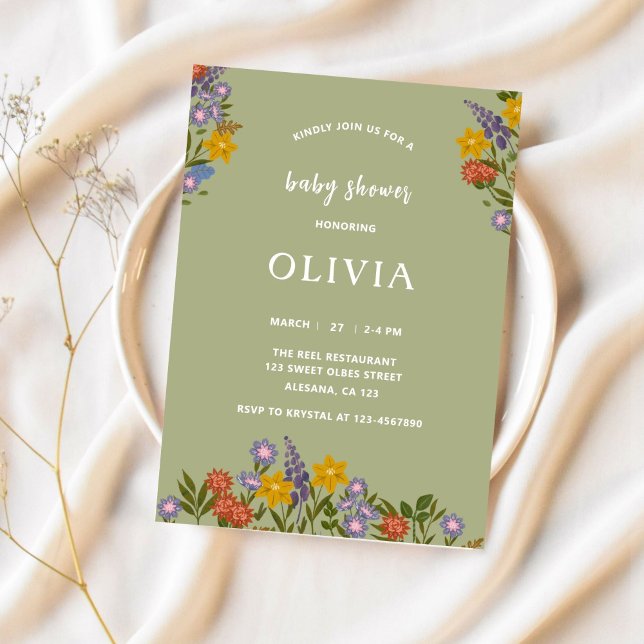 Invitación Moderno Sage Green Baby Shower Floral Elegante (Subido por el creador)