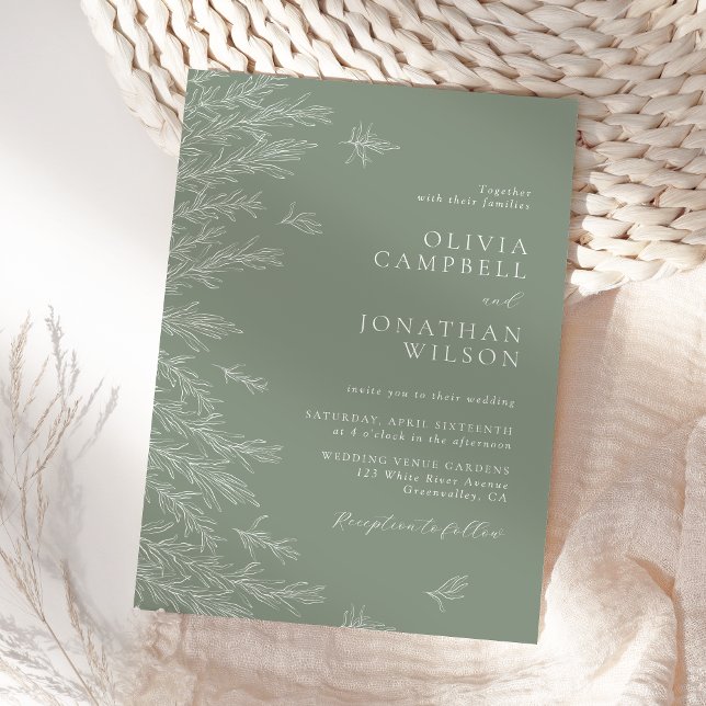 Invitación Moderno Sage Green Minimal deja al Boda (Subido por el creador)