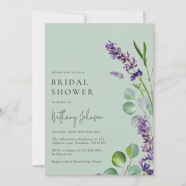 Invitación Moderno Sage Sage Green Floral Bridal Shower (Anverso)