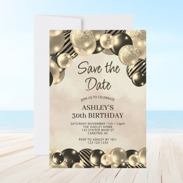 Invitación Moderno salven la fecha globos 30 cumpleaños (Subido por el creador)