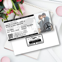 Moderno Save the Date Boarding Pass Ticket Photo