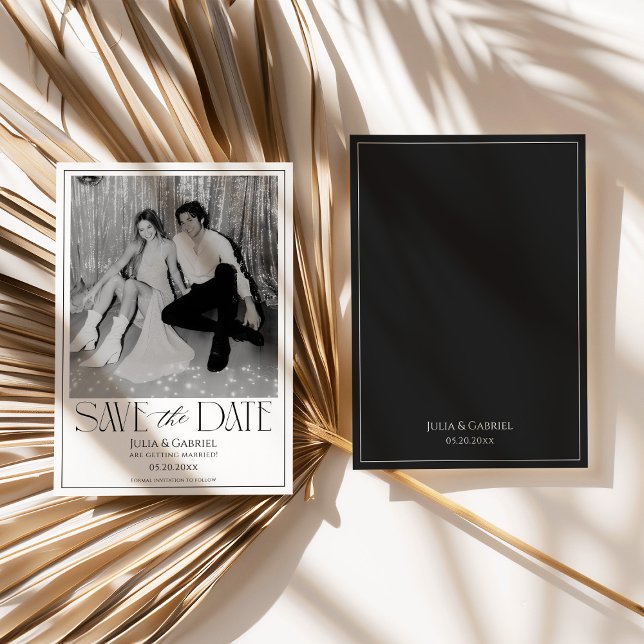 Invitación Moderno Save The Date Con Foto (modern save the date, photo save the date, wedding save the date card, minimalist wedding stationery)