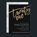 Invitación MODERNO SCRIPT 21ª fiesta purpurina de oro negro<br><div class="desc">por kat massard >> https://linktr.ee/simplysweetpaperie <<< Un diseño de invitación con letras a mano y a la moda para su cumpleaños 21 - Tengo la mayoría de las edades disponibles en la tienda TIP: 1. Para cambiar/mover gráficos y fuentes y añadir más texto, pulse el botón "personalizar". - - -...</div>