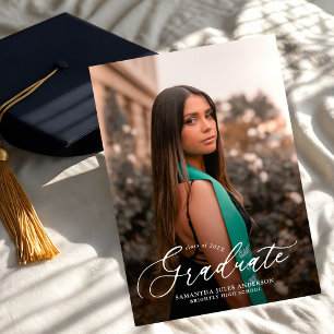 Invitación Moderno Script 2 Fotos Partido de Graduación