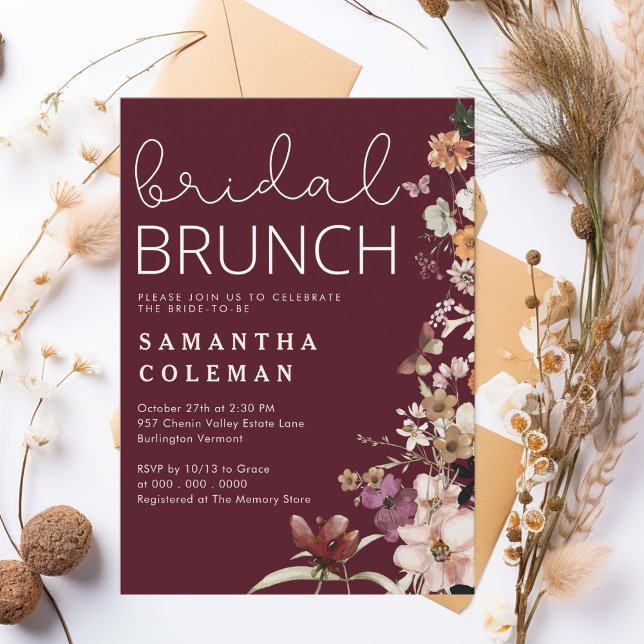 Invitación Moderno Script Boho Wildfolwer Bridal Shower Brunc (Subido por el creador)