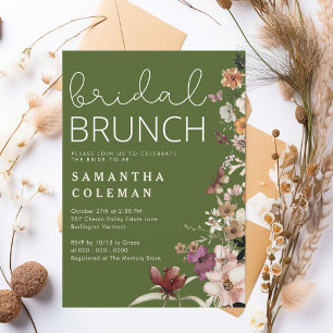 Invitación Moderno Script Boho Wildfolwer Bridal Shower Brunc