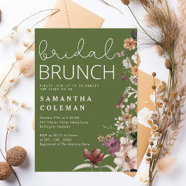 Invitación Moderno Script Boho Wildfolwer Bridal Shower Brunc
