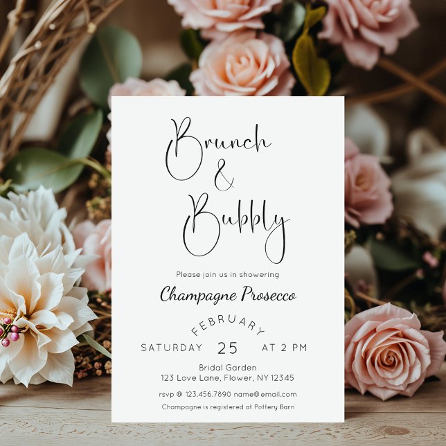 Invitación Moderno Script Bridal Shower Brunch & Bubbly (Subido por el creador)