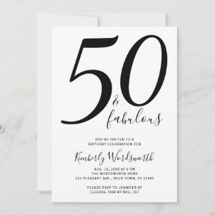 Invitación Moderno Script Elegante 50 Cumpleaños Quincuagésim