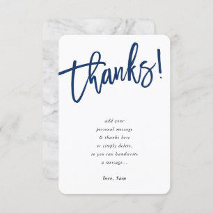 Invitación MODERNO SCRIPT gracias nota color azul marino