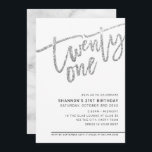 Invitación MODERNO SCRIPT purpurina de plata fiesta de 21 año<br><div class="desc">por kat massard >> https://linktr.ee/simplysweetpaperie <<< Un diseño de invitación con letras a mano y a la moda para su cumpleaños 21 - Tengo la mayoría de las edades disponibles en la tienda TIP: 1. Para cambiar/mover gráficos y fuentes y añadir más texto, pulse el botón "personalizar". - - -...</div>