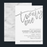 Invitación MODERNO SCRIPT purpurina de plata fiesta de 21 año<br><div class="desc">por kat massard >> https://linktr.ee/simplysweetpaperie <<< Un diseño de invitación con letras a mano y a la moda para su cumpleaños 21 - Tengo la mayoría de las edades disponibles en la tienda TIP: 1. Para cambiar/mover gráficos y fuentes y añadir más texto, pulse el botón "personalizar". - - -...</div>