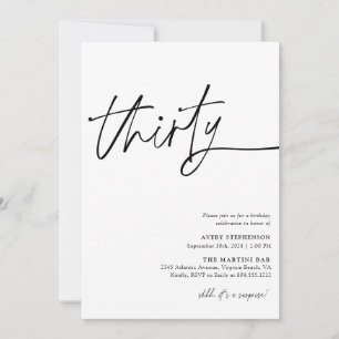 Invitación Moderno Script Treinta Aniversario