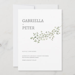 Invitación Moderno, Sencillo Boda De Rama De Hojas Minimalist