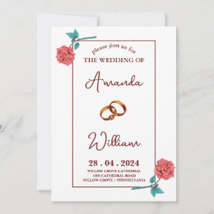 Invitación moderno sencillo romántico Elegante anillos Boda